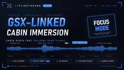 123flightSOUND v4.1.1 | FlightSound Assist, GSX Linked Cabin Flow, VR Panel & Custom Sound Packs