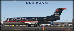 US Airways - 2000s Collection - JustFlight Fokker 100 thumbnail 5