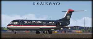US Airways - 2000s Collection - JustFlight Fokker 100 thumbnail 9