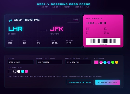Boarding Pass Flight Info for Streamers