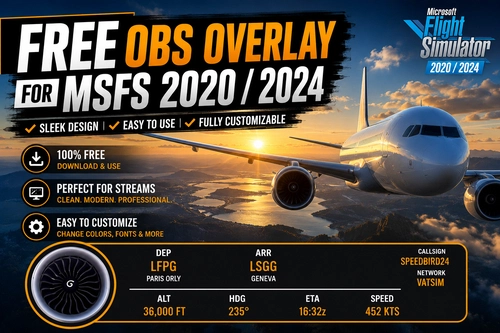 Orange and Black OBS StreamFlight Overlay for Microsoft Flight Simulator 20/24
