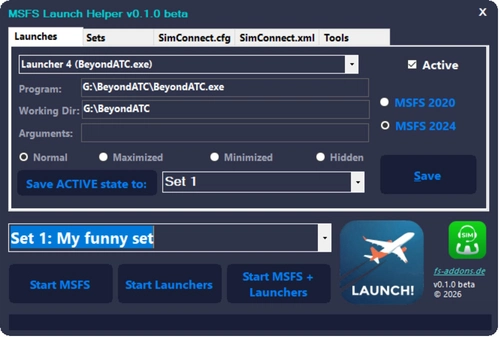 MSFS SimConnect  Launch Helper