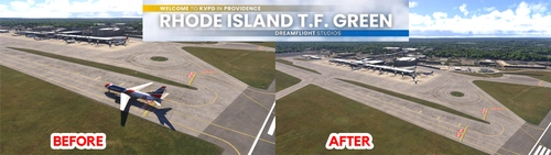 Dreamflight Studios KPVD Remove Patriots Jet from Taxiway V Fix