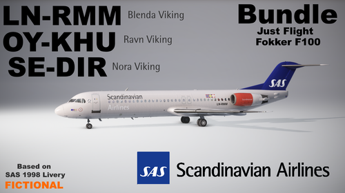 Just Flight - Fokker F100, Scandinavian Airlines, 3 x Bundle, Fictional, w/cabin