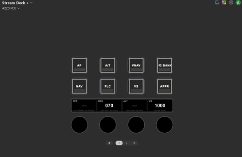 Synaptic A220 PilotsDeck StreamDeck+ Autopilot (FCU) Panel