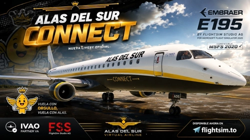 Alas del Sur Connect XA-ADS Embraer E195 (FSS) Livery for MSFS 2020 (fictional)