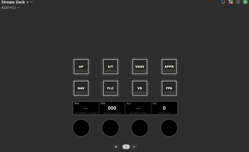 Synaptic A220 PilotsDeck StreamDeck+ Autopilot (FCU) Panel