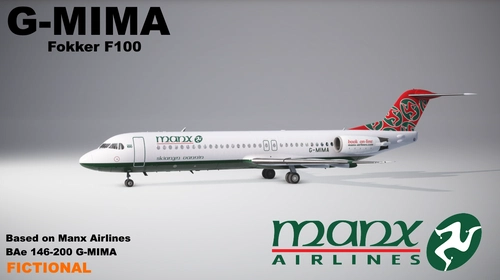 Just Flight - Fokker F100, G-MIMA, Manx Airlines, Fictional, w/Cabin