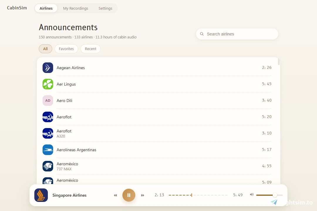 CabinSim — The Airline Cabin Announcement Player 1.2.2 - Image 1