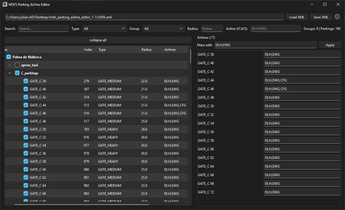 AirlineCode Parking XML-Editor