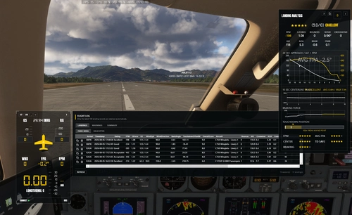 Landing Guide - It helps you achieve a smooth touchdown and provides your Landing Rate.