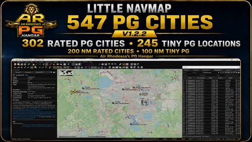 Air Rhodessa’s PG Hangar – 547 PG Cities for Little Navmap