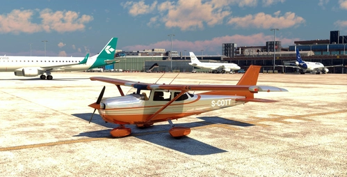 Flightsim Pictures Scott livery for the Asobo C 172-1000 in copper/ chrome
