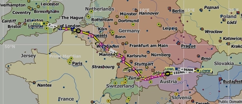 IFR London Heathrow (EGLL) to Vienna Schwechat (LOWW)