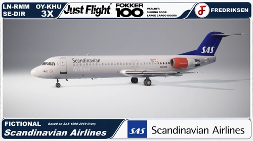Just Flight - Fokker F100, Scandinavian Airlines, 3 x Bundle, Fictional, w/cabin