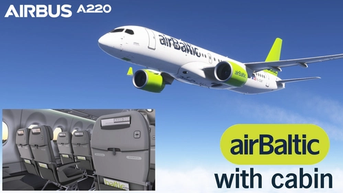 Synaptic A220-300 - Air Baltic Cabin (for default Livery YL-CSM)