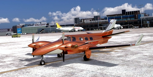 Flightsim Pictures Scott livery for the Blacksquare Turbine Duke in copper/chrome