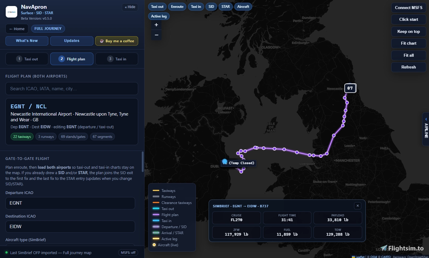 NavApron Taxi Planning View
