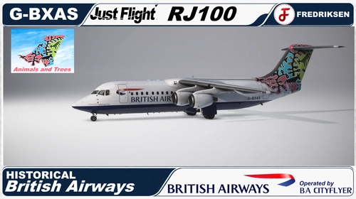 Just Flight RJ100 - G-BXAS, BA Cityflyer, 1998, "Animals and Trees", w/Cabin