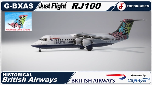 Just Flight RJ100 - G-BXAS, BA Cityflyer, 1998, "Animals and Trees", w/Cabin