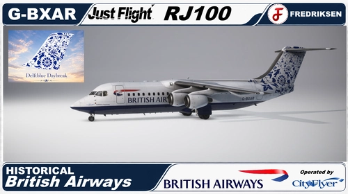 Just Flight RJ100 - G-BXAR, BA Cityflyer, 1998, "Delftblue Daybreak", w/Cabin