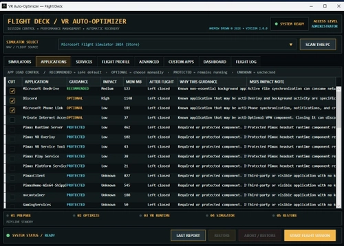 FlightDeckTools VR Auto-Optimize