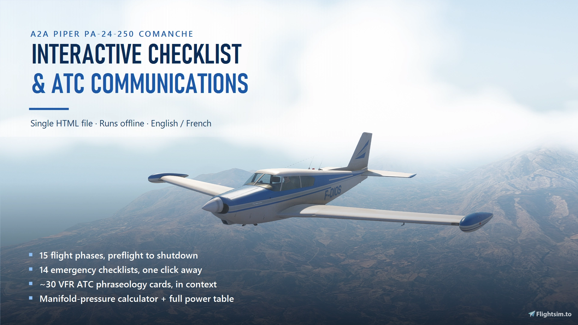 A2A Piper PA-24-250 Comanche — Interactive Checklist & ATC (EN/FR)