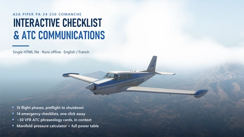A2A Piper PA-24-250 Comanche — Interactive Checklist & ATC (EN/FR)