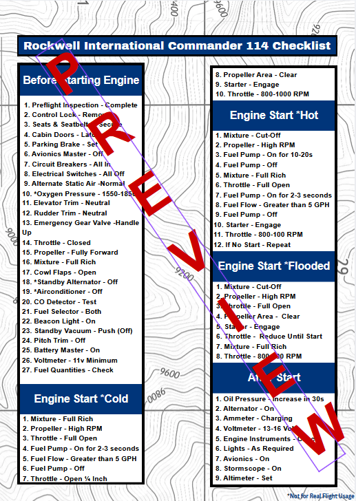 Blacksquare Commander 112 Turbo Normalized Checklist