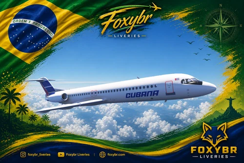 Just Flight Fokker F100 Pro Cubana CU-T 1342 fictitious livery from a YAK42