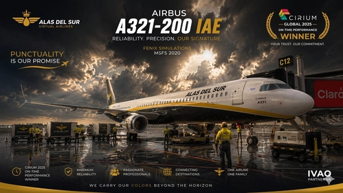 Alas del Sur Airbus Fenix A321-200 IAE XA-DAM “CIRIUM Award” (Fictional)