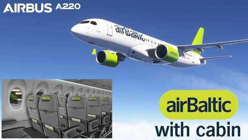 Synaptic A220-300 - Air Baltic Cabin (for default Livery YL-CSM)