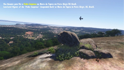 Low-Level Flyover of the Suspended Rock at Morro da Tapera in Porto Alegre, RS, Brazil.