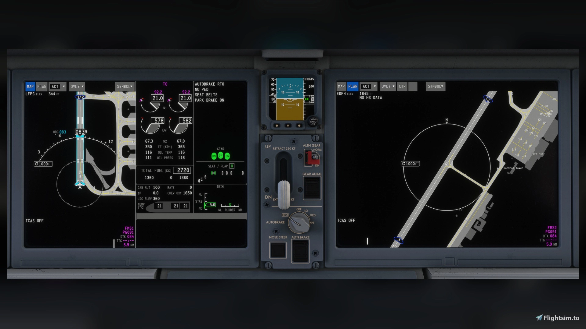 A220 Airport Moving Map at gate