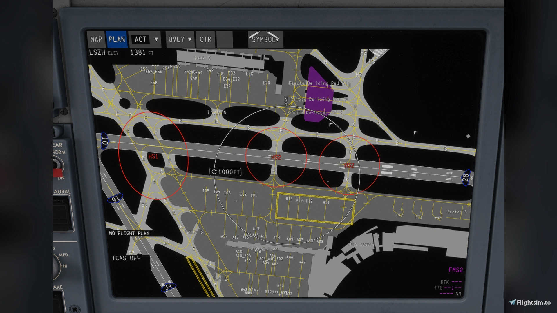 A220 Airport Moving Map PLAN mode