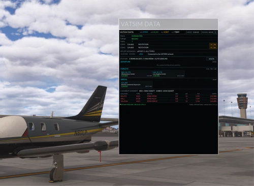 VatsimDataWindow – In-Sim VATSIM Toolbar Panel