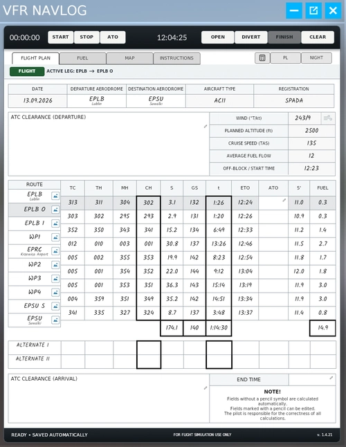 VFR NavLog