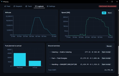 WingLog - Flight and Fleet Tracker/Logbook with Landing Analysis