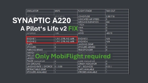 APL v2 Engine & Flaps Fix for Synaptic A220 (MobiFlight)