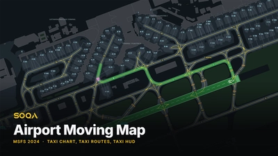 SOQA Airport Moving Map - EFB and Toolbar Ground Chart with Taxi HUD