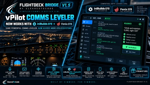 FlightDeck Bridge - vPilot Tablet Bridge + SimBrief Radio Kneeboard