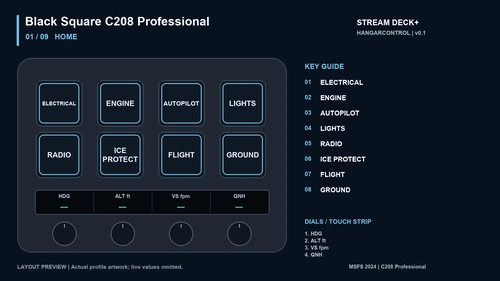 Stream Deck + / Hangar Control - Black Square C208 Caravan Pro