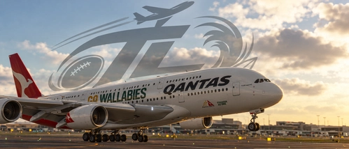 Qantas Airbus A380 | Go Wallabies Livery | VH-OQH