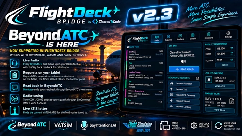 FlightDeck Bridge - vPilot Tablet Bridge + SimBrief Radio Kneeboard V 2.3 Now with BeyondATC!!