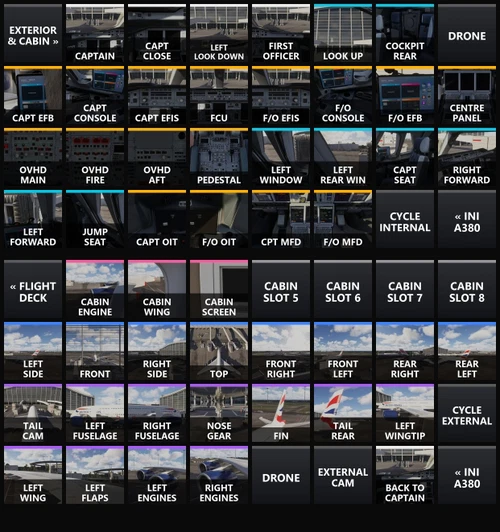 Inibuilds A380 Streamdeck XL Views
