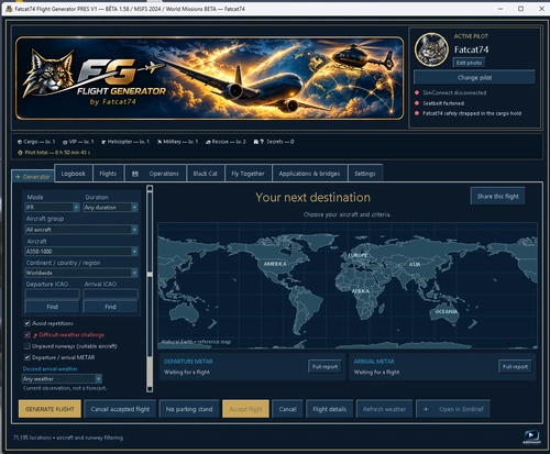 Flight Generator & World Mission Creator — MSFS 2024