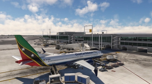 One Caribbean Airways 737MAX8 Spirit of St Kitts and Nevis