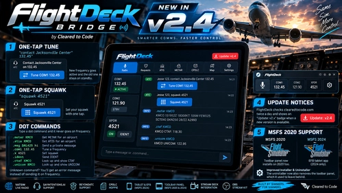 FlightDeck Bridge - vPilot Tablet Bridge + SimBrief Radio Kneeboard V 2.4 Now with One-Tap Tune!!
