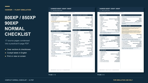Hawker 800XP Checklist