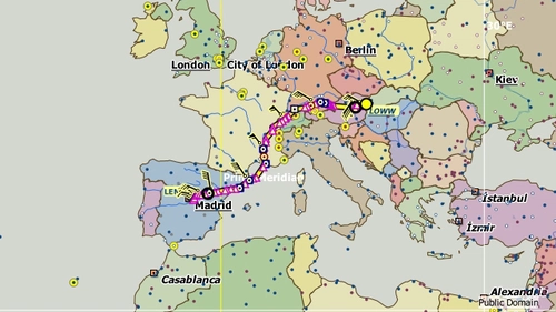IFR Schwechat Vienna International Airport (LOWW) to Adolfo Suárez Madrid-Barajas Airport (LEMD)